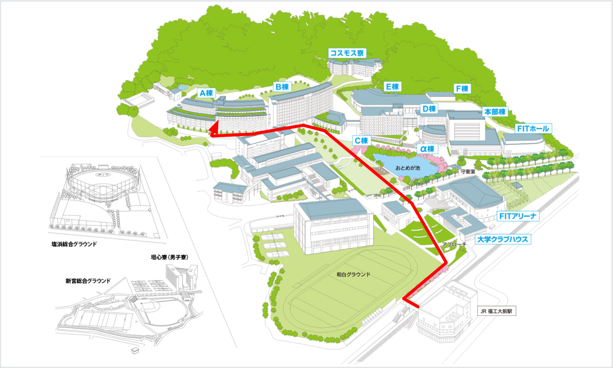 A棟までの順路図